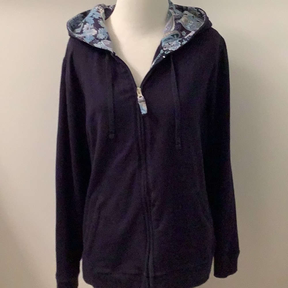 Karen Scott - HOODIE Jacket - Navy - Women’s Size L - Cotton Blend